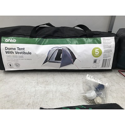 Wanderer and Anko 3 and 5 Person Tents With Three Inflatable Mattresses