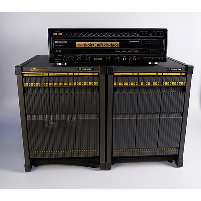 Vintage Pioneer CLD-200K Karaoke Laser Disc Player and Two Disc Cabinets with Approx 60 Discs
