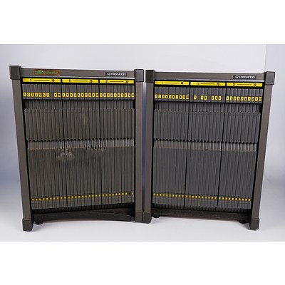 Vintage Pioneer CLD-200K Karaoke Laser Disc Player and Two Disc Cabinets with Approx 60 Discs