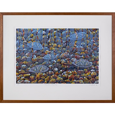 Lin Onus (1948-1996 Yorta Yorta language group), Gumbirri Garganingi 1996, Screenprint A/P, 50 x 70 cm (image size)