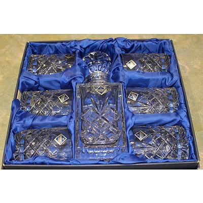 1900ml Bottle of Haig's Dimple Scotch Whiskey and Bohemia Lead Crystal Cortina Decanter Set