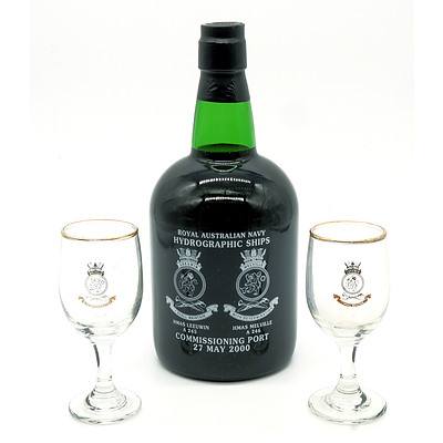 RAN Hydrographic Ships Commissioning Port May 200 - Boxed with Two Glasses
