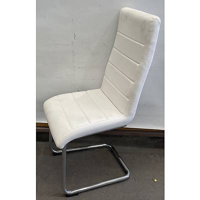 Contemporary Glass Topped Dining Suite With White Faux Leather Chairs