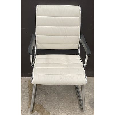 White Leather Contemporary Dining Chair - Lot Of 4