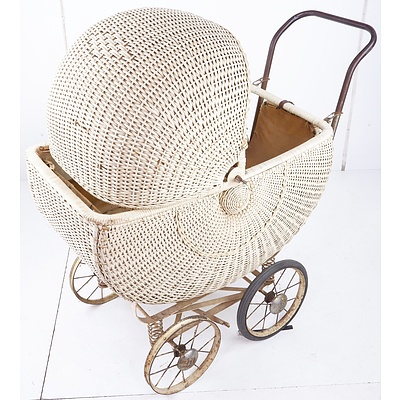 Antique Woven Cane Pram with Original - Lot 1189107 | ALLBIDS