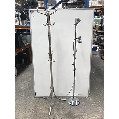 Stainless Steel Coat/Hat Rack and Floor Lamp