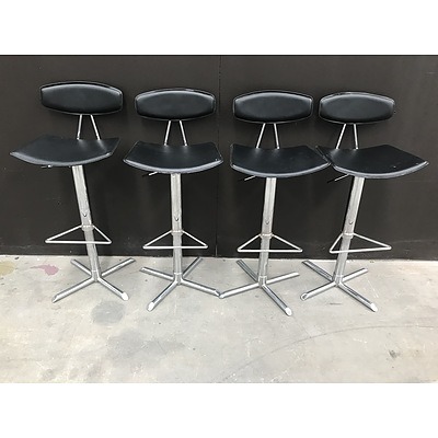 Danish Black Leather Designer Bar Stools