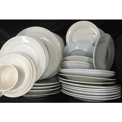 Bulk Lot Of Assorted Plates , Pot, Arcosteel Ceramic Frying Pan And Mugs