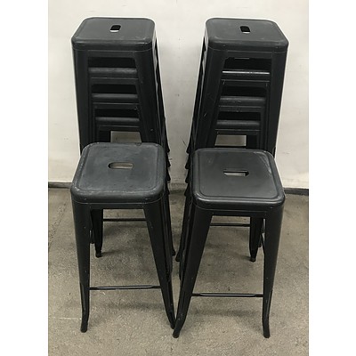 Black Replica Tolix Bar Stools -Lot Of Ten