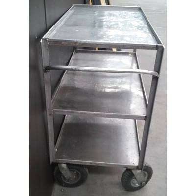 3 Shelf Stainless Steel Trolley on Wheels
