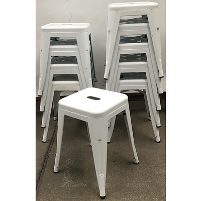 White Replica Tolix Bar Stools - Lot Of Ten