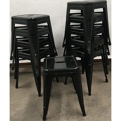 Black Replica Tolix Bar Stools - Lot Of Ten