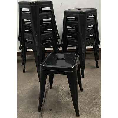 Black Replica Tolix Bar Stools - Lot Of Ten