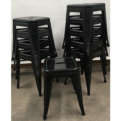 Black Replica Tolix Bar Stools - Lot Of Ten