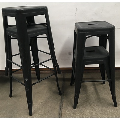 Black Replica Tolix Bar Stools -Lot Of Three