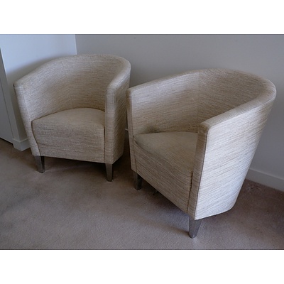 Two Italian BPA International Fabric Upholstered Tub Chairs