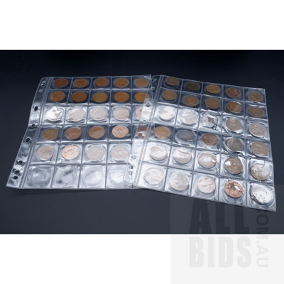 Fifty Five Australian Pennies from 1911 to 1964
