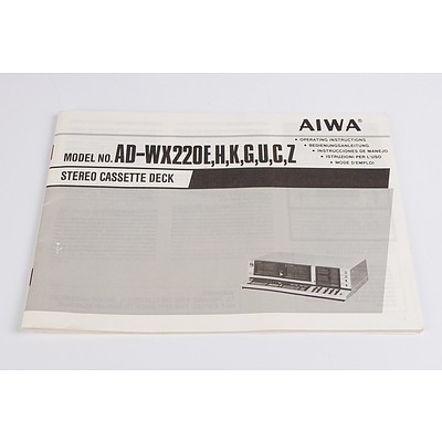 Vintage AIWA AD-WX220 Stereo Double Cassette Deck with Original Box and Manual