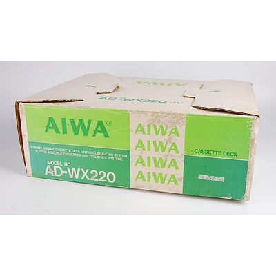 Vintage AIWA AD-WX220 Stereo Double Cassette Deck with Original Box and Manual
