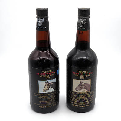 Yalumba Racing Series Vintage Port 'Kingstown Town' 1980 and 'Bounding Away' 1985 (2)