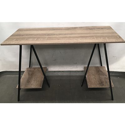 Timber Laminate Desk With Two Shelves - Lot Of Two