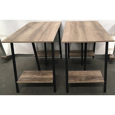 Timber Laminate Desk With Two Shelves - Lot Of Two
