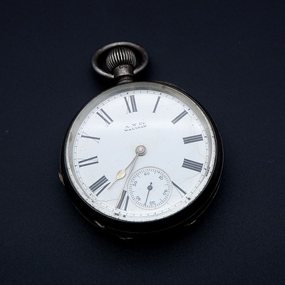 Sterling Silver Cased Waltham Open Faced Hunter Pocket Watch