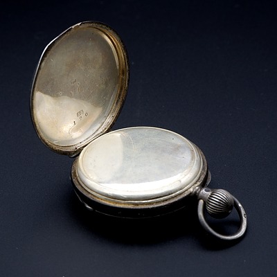 Sterling Silver Cased Waltham Open Faced Hunter Pocket Watch