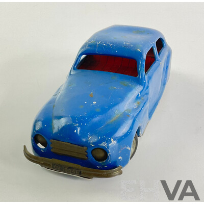 Vintage Chad Vally Pressed Steel Clock Work 1940's Sedan, Made in England