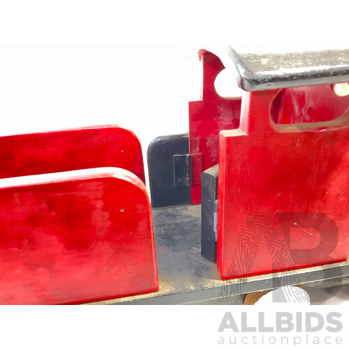Large Vintage Toy Train Made From Timber With Cabin Doors and Boiler Door