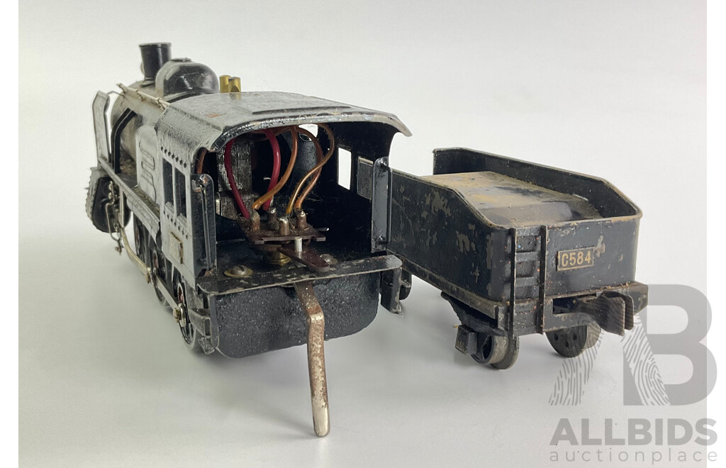Vintage 'O' Gauge Three Rail Sakai Standard Model Steam Locomotive Set in Original Box, Made in Occupied Japan