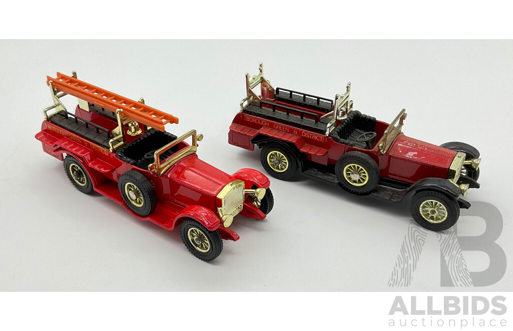 Two Vintage Diecast Matchbox Rolls Royce Borough Green and District Fire Engines, Made in England