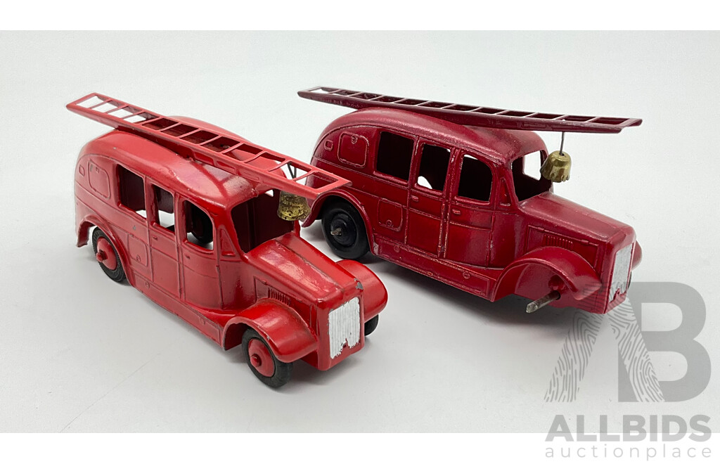 Two Vintage Diecast Dinky Toys Streamlined Fire Engines, Made in England