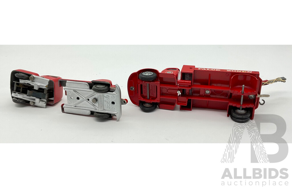 Vintage Tekno Falck Zonen Tow Truck and Solido Fire Engine for Parts or Repair