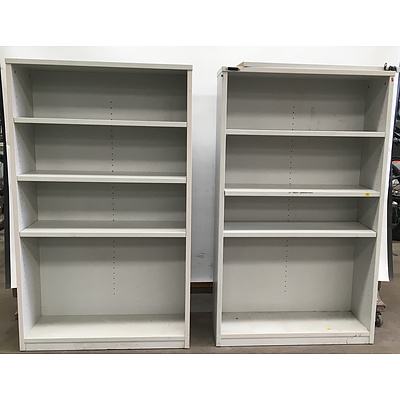 Lot Of 2 Melamine Grey Bookcases