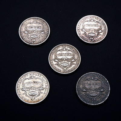 Five 1927 Australian Commemorative Parliament House Silver Florins
