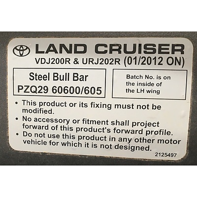 Toyota Landcruiser Bull Bar 2012 On - VDJ200R And URJ202E