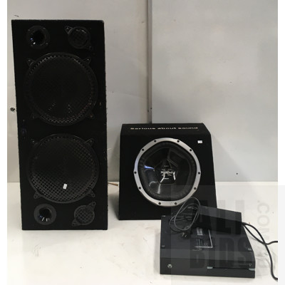 Sony Xplod 1000w Subwoofer, Bass Kicker BK1224 Subwoofer And XBox One Console