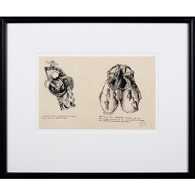 Donald Friend (1915-1989), Sketch of African Artefacts, Nigeria, 1938, Ink on Paper, 17 x 27 cm (sheet size)