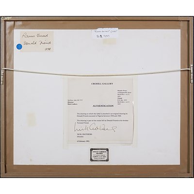 Donald Friend (1915-1989), Sketch of African Artefacts, Nigeria, 1938, Ink on Paper, 17 x 27 cm (sheet size)