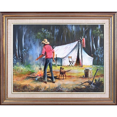 Arthur Hamblin (born 1933), A Hot Wash or Billy Tea? II 1983, Oil On Canvas, 44 x 56 cm