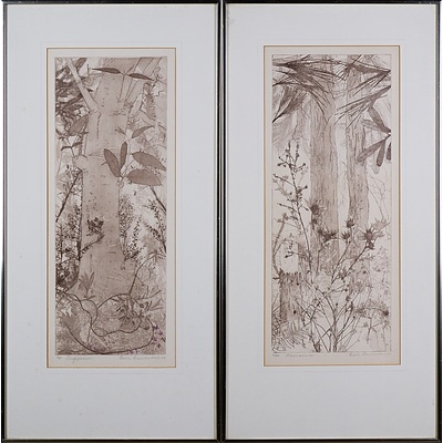 Edith Cowlishaw (born 1924), Casuarina & Angophora 1979, Etching