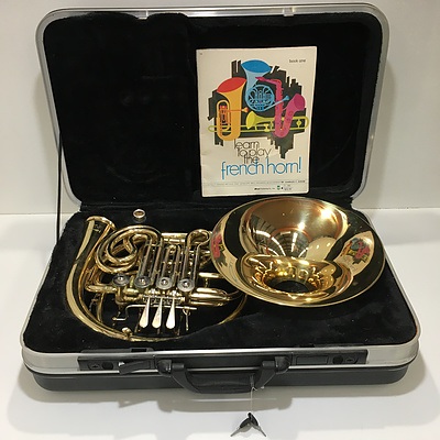 Brass Bourree Fench Horn In Travel Case