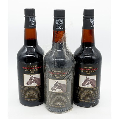 Three Bottles Yalumba Racing Series Vintage Port 'Kingston Town' 1980 (3)
