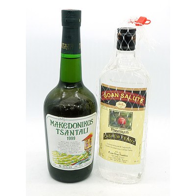 Goan Salute Premium Cashew Fenny 750ml and Makedonikos Tsantali 1999 White Wine 750ml (2)