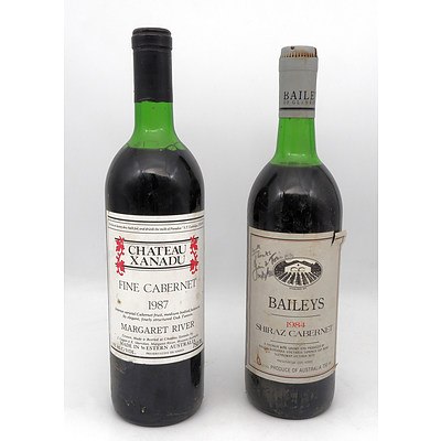 Chateau Xanadu Margaret River 1987 Fine Cabernet and Baileys 1984 Shiraz Cabernet (2)