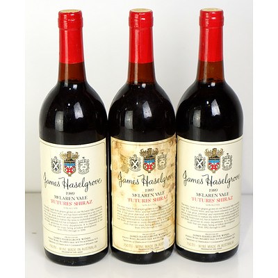 Haselgrove Mclaren Vale 1989 Futures Shiraz - Lot of Three Bottles (3)