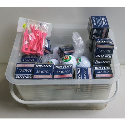 Quantity of New Victoria Bitter Golf Balls, Pack of Tees and 12 New Top Flite Magna Balls