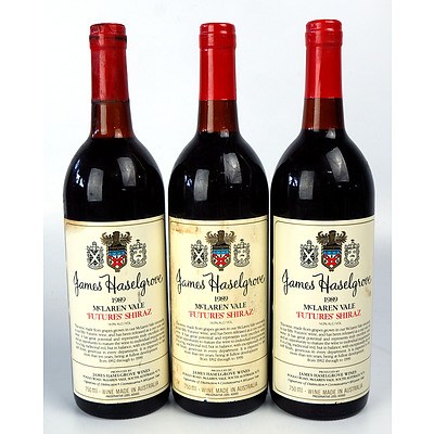 Haselgrove Mclaren Vale 1989 Futures Shiraz - Lot of Three Bottles (3)