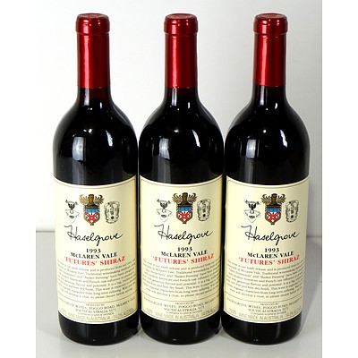 Haselgrove Mclaren Vale 1993 Futures Shiraz - Lot of Three Bottles (3)